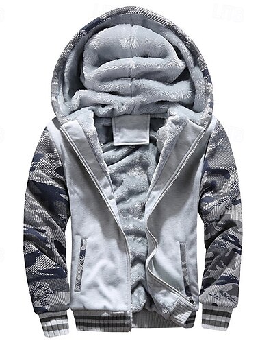  Herren Reißverschluss Kapuzensweatshirt Kapuzensweatshirt Fleece Kapuzensweatshirt Marineblau Hellgrau Dunkelgray Mit Kapuze Tarnung Reißverschluss Farbblock Sport & Outdoor Lässig Täglich Polyester