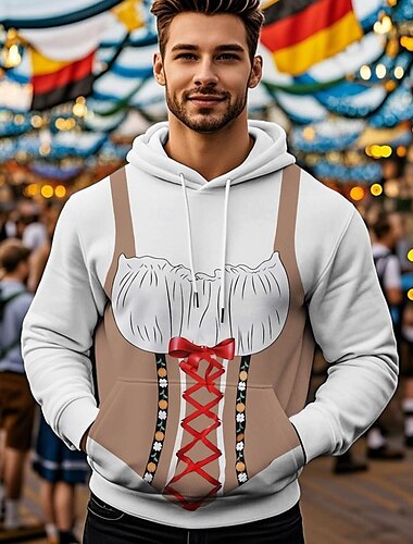  Oktoberfestbier Kapuzensweatshirt Druck Fronttasche Grafik Für Herren Erwachsene Karneval Oktoberfestbier 3D-Druck Urlaub Party