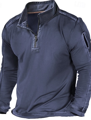  Férfi Zip Up kapucnis pulóver Cipzáros pulóver Taktikai Fekete Fehér Sötétkék Medence Khakizöld Álló gallér Sima Becipzároz Zseb Sport & Szabadtéri Hétköznapi Napi Utcai sikk Menő Sportruházat Tavasz