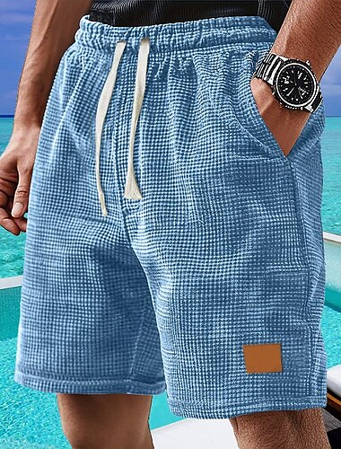  Homme Short gaufré Shorts Shorts d'été Short décontracté Avec Poches Cordon de serrage Taille Élastique Uni Confort Respirant Court Extérieur Vacances Sport Occasionnel Noir Blanche Micro-Élastique