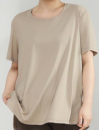  Dame Sportsskjorter pilates-topp Sportstopp Hudvennlig Hurtigtørkende Mykhet Løstsittende Kortermet sport Helfarge Topper Til Treningsstudio Pilates Zumba Løstsittende Sportsklær