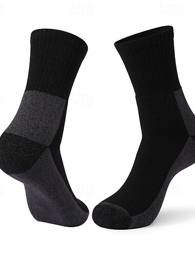  1 Paar Damen Merinowollsocken Wandersocken Laufsocken Sportsocken Thermo Warm Atmungsaktiv Anti Blasen Schweißableitend Winter Outdoor Knöchel Patchwork Wolle Dunkelgrau Schwarz Armeegrün zum Laufen