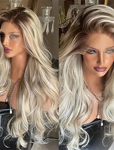  عذراء الشعر غير المجهزة 5X5 إغلاق 4x13 إغلاق شعر مستعار الجزء الحر شعر برازيلي مموج أشقر شعر مستعار 130٪ 150٪ كثافة الشعر مع شعر الطفل شعر هايليت / يدوي 100% عذراء غلويليس قبل التقطه من أجل نسائي طويل