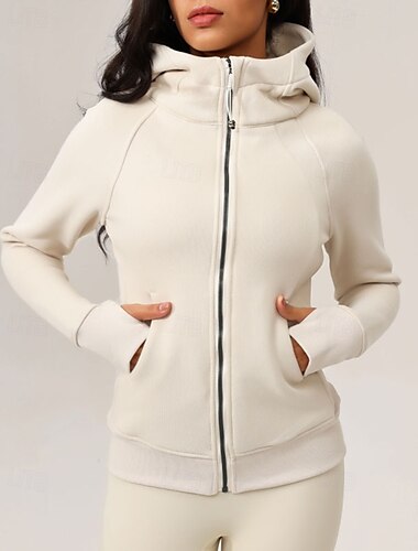 Damen Laufjacke Winddicht Warm Fingermäntel Langarm Sport Einfarbig Jacke Für Pilates Laufen Fitness Sportkleidung