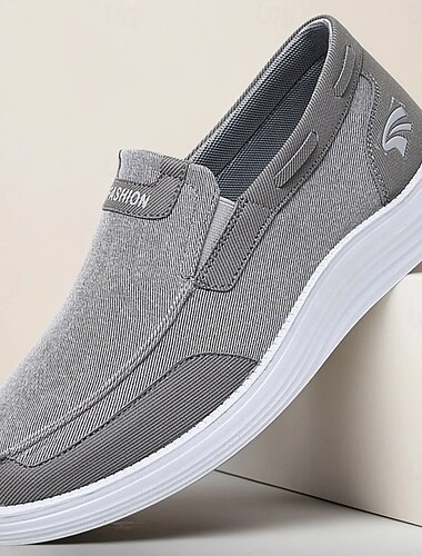  Ανδρικά γκρι slip-on mesh sneakers, ελαφριά και άνετα casual παπούτσια για περπάτημα, τρέξιμο και υπαίθριες δραστηριότητες