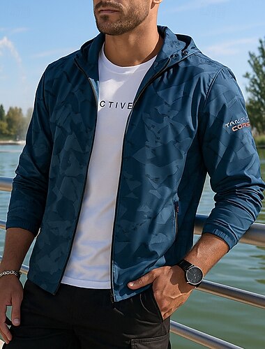  Herren Laufjacke Outdoorjacke Vollreißverschluss Langarm Oberbekleidung Sportlich Sonnenschutz Leicht Atmungsaktiv Tennis Golfspiel Laufen Sportbekleidung Sportkleidung Grafik Dunkelgrün
