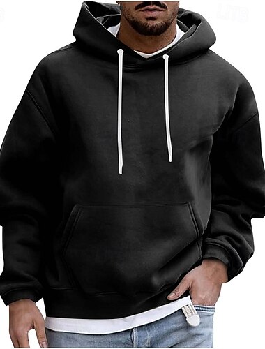  Herren Kapuzensweatshirt Schwarz Weiß Wein Blau Purpur Mit Kapuze Einfach Tasche Sport & Outdoor Täglich Ferien Polyester Streetwear Basic Lässig Frühling Herbst Bekleidung Kapuzenpullover Sweatshirts