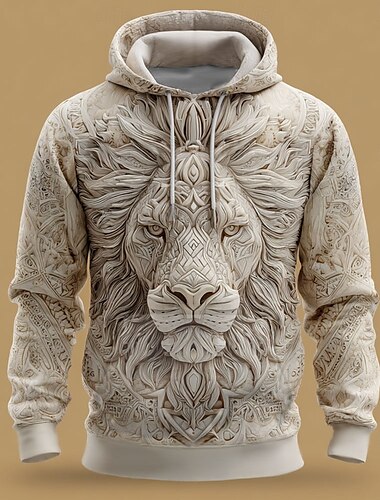  Herr 3D Huvtröjor Tröja Ytterkläder Huvtröja Rund hals Häftig 3D-tryck Nattklubb Streetwear Gul Rodnande Rosa Snörning 3D Höst Vinter Designer