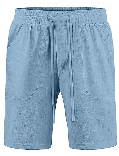  Homme Shorts Shorts en Lin Shorts d'été Shorts de plage Avec Poches Cordon de serrage Taille Élastique Uni Confort Respirant Longueur Genou Occasionnel Quotidien Fête Vacances Style Classique Noir