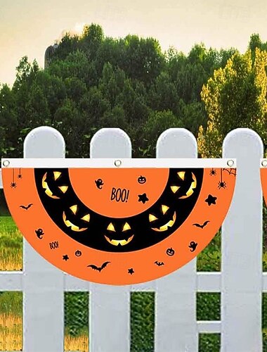  Halloween-Fan-Flagge, Ammer, Outdoor-Flagge für den Außenbereich, Halloween-Hofzaun, zum Aufhängen, gruseliges Kürbis-Banner, Flagge, Tischdekoration, Herbstzimmer-Dekor, ästhetisches Halloween-Geburtstagsparty-Dekor