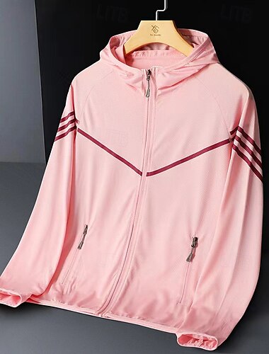  Mujer Chaqueta para correr Chaqueta para exteriores Full Zip Manga Larga Abrigos Deportivo Protección Solar Transpirable Secado rápido Ligero Tenis Golf Corriendo Ropa de deporte Ropa de Deporte Rayas