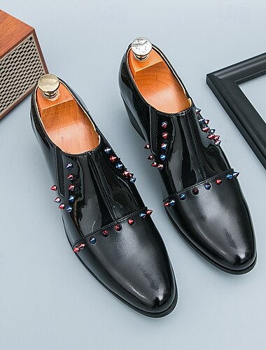  gelbe Metallic-Schuhe für Herren – modisches Design mit bunten Nieten-Akzenten, perfekt für das Nachtleben und Party-Events