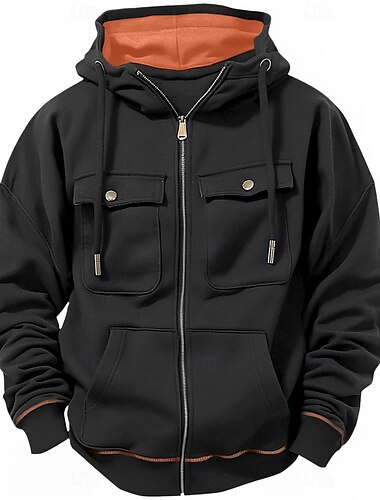  Herren Kapuzensweatshirt Vollreißverschluss-Kapuzensweatshirt Taktisch Schwarz Armeegrün Blau Grau Mit Kapuze Farbblock Patchwork Sport & Outdoor Täglich Ferien Streetwear Cool Lässig Herbst Winter