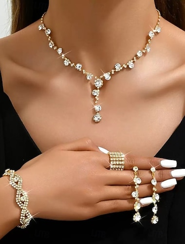  Brude smykker sett 1 Legering Ringer 1 Armbånd Øredobber Halskjeder Dame Stilfull Luksus Søtt Glede Smykkesett Til Festkveldsklær