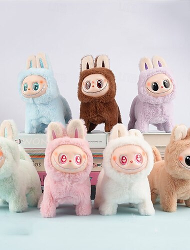  Le visage en silicone en peluche cartoon Labulabu peut briller courir et chanter cadeau lapupu jouet transfrontalier