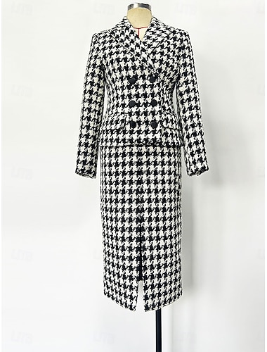  Kleid-Sets Brautmutterkleid Elegant Einfach Hemdkragen Knielang Polyester Langarm mit Einfarbig 2025