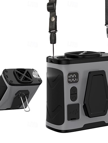  Tragbarer Hüftventilator mit 100 Geschwindigkeiten, wiederaufladbarer persönlicher Körperventilator, 10.000 mAh, 40 Stunden Kühlung, 20.000 U/min, Taschenlampe für Outdoor-Arbeitsplätze, Camping,