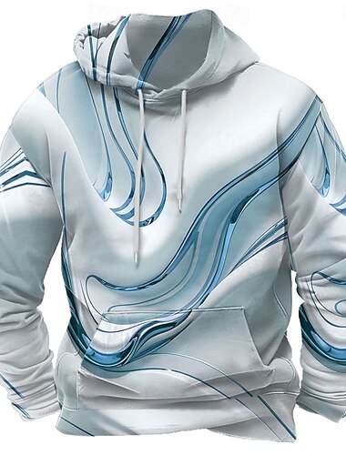  Herren Geometrisch Kapuzenshirts Pullover Oberbekleidung Sweatshirt mit Kapuze Rundhalsausschnitt Lässig 3D-Druck Ferien Streetwear Gelb Blau Kordelzug Herbst Winter Designer