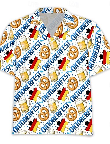  Oktoberfest Bier Wurst Brezel Hawaiihemden Aloha-Hemd Bayerisch München Deutsch Grafik Für Herren Erwachsene Karneval Oktoberfestbier 3D-Druck Urlaub Party