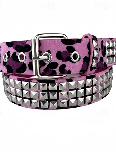  Herren Gürtel Taillengürtel Weiß Rosa Polyester PU Mode Langlebig Verstellbar Leopard Niete Outdoor Täglich