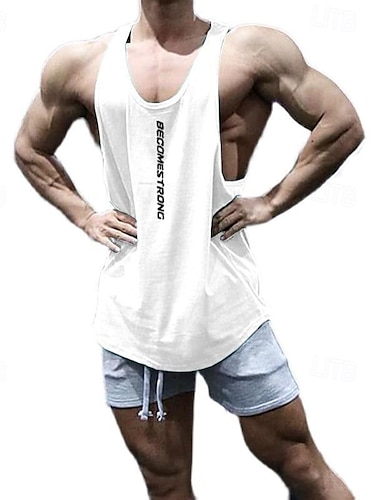  Hombre Camiseta sin mangas Top Camisetas Interiores Camisa sin mangas Sin Mangas Cuello Barco Verano Letra Moda Design Básico Clásico Vacaciones Calle Noche Negro Blanco Azul Piscina Camiseta