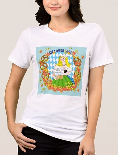  Oktoberfest Bier T-Shirt Bayerisch München Deutsch Grafik Für Damen Erwachsene Karneval Oktoberfestbier Heißprägen Party Alltagstauglich