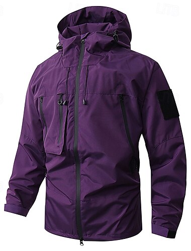  Herren Windjacke Wanderjacke Regenmantel Außen Wasserdicht Winddicht Wanderoutfits Wanderbekleidung Frühling Herbst Oberteil Camping / Wandern / Höhlenforschung Laufen Schwarz Weiß Purpur