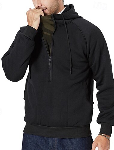  Herren Reißverschluss Kapuzensweatshirt Kapuzensweatshirt Schwarz Armeegrün Khaki Mit Kapuze Einfach Patchwork Reißverschluss Fronttasche Sport & Outdoor Lässig Täglich Streetwear Cool Sportbekleidung