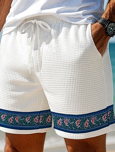 Homme Paisley Imprimé Floral Fleurs Short gaufré Shorts de survêtement Short décontracté Taille Moyenne Mode Décontractée Vacances Jogging Entraînement Taille élastique avec cordon de serrage Short