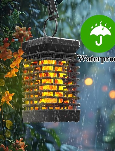  Solar Lights Outdoor Laterns Flickering Flame Solar Lantern Outdoor Hanging Lanterns Decorative Outdoor Lighting Solar Powered Waterproof LED Flame Christmas Lights for Patio Garden