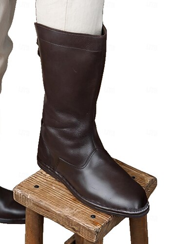  Vintage Medieval Renascentista Sapatos Botas Botas Longas Pirata Viking Cruzado Fantasia Homens Celta Pirata Dia Das Bruxas Baile de Máscaras Festas & Noite LARP Ren Faire Adulto Sapatos Todas as