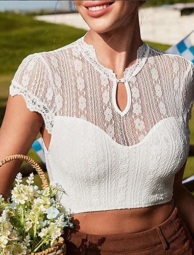  Carnaval Oktoberfest bier Kostuum Dirndl-blouse hulp in de huishouding Bavarian Duits Weiden Dames Carnaval Bierfestival Doek in traditionele stijl Blouse
