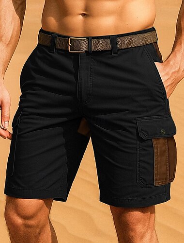  Herren Cargo-Shorts Outdoor Shorts Shorts Freizeitshorts Wander-Shorts Patchwork Mehrere Taschen Gerader Schnitt Einfarbig Farbblock Feuchtigkeitsableitend tragbar Knielang Outdoor Lässig Täglich