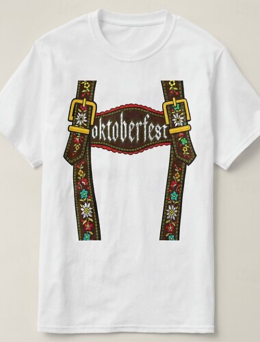  Oktoberfest Lederhosen-Print T-Shirt Bayerisch München Deutsch Grafik Für Herren Erwachsene Karneval Oktoberfestbier Heißprägen Party Alltagstauglich