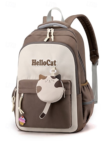  Wasserabweisender Schulrucksack für Kinder mit Cartoon-Katzen-Design, große Büchertasche für Mädchen, leicht und robust für Grundschüler