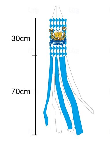  Oktoberfest Decorations Bavarian Windsock Heavy Duty,German Beer Design Outdoor Decor,Flag Windsock White Blue Plaid Decor Outside