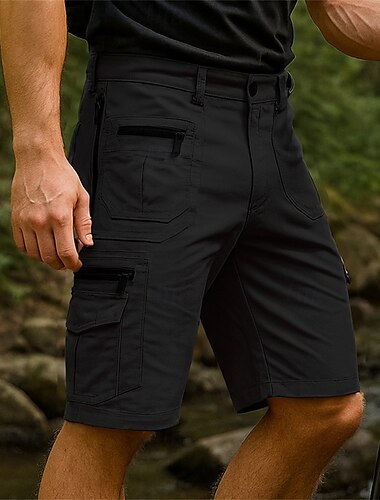  Herren Cargoshorts Wandershorts Sportshorts Außen Normale Passform Leicht Atmungsaktiv Caprihose Tasche Schwarz Armeegrün Baumwolle Tennis Golfspiel Laufen S M L XL XXL