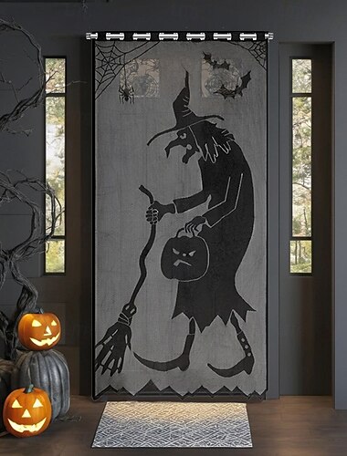  Halloween-ovensuoja, aavemainen ja juhlava koriste sisä- ja ulkokäyttöön, sisältää haamuja, kurpitsoja ja halloween-aiheita, kestävä ja säänkestävä materiaali, täydellinen juhliin ja karkkikerhoon