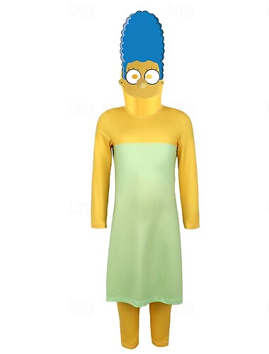  Famille de dessin animé jaune drôle Margarine Homère Bart Tenues Costume Costume de Groupe Dessin animé Cosplay de Film for Unisexe Enfant Adulte Halloween Carnaval Journée mondiale du livre
