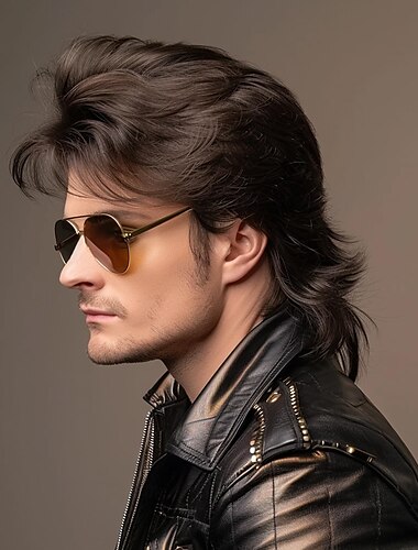  Perucas mullet masculinas para fantasias dos anos 70 e 80, acessório de personalidade para festa de Halloween, peruca de cabelo cosplay