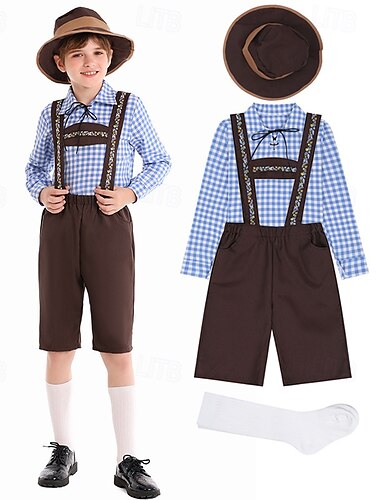  Απόκριες Μπύρα Oktoberfest Στολές Lederhosen Πουκάμισο Αλπικό καπέλο βαυάρος Γερμανικά αλπικός Λιβάδια Αγορίστικα Πάρτι Φεστιβάλ Μπύρας Πανί παραδοσιακού στυλ