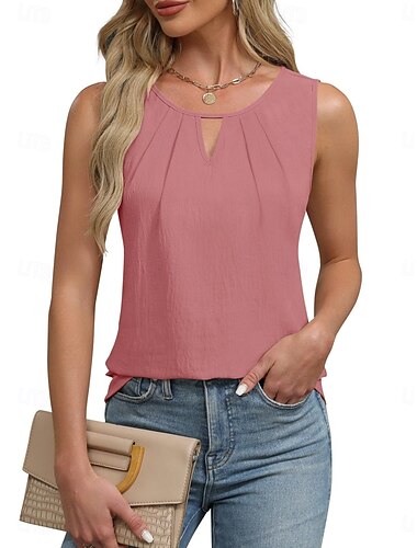  Damen Camisole-Tanktop Einfarbig Täglich Lässig Ärmellos Träger Normale Oberteile Täglich Ausgehöhlt Weiß Rosa Blau Aprikose Sommer Frühling
