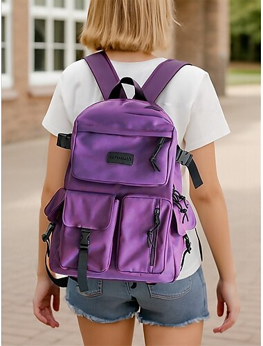  Zaino unisex di grande capacità, impermeabile, design alla moda, vari colori, numerose tasche, adatto per la scuola, i viaggi e l'uso quotidiano