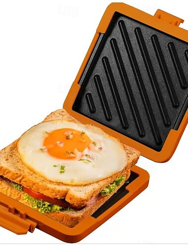  Sándwichera para microondas, sartén antiadherente para sándwiches para un desayuno rápido, tostadora de pan fácil de usar con caja de color, aparato de cocina portátil