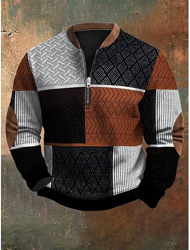  Herren Sweatshirt Viertelreißverschluss Sweatshirt Schwarz Halber Reißverschluss Farbblock Sport & Outdoor Täglich Ferien Polyester Vintage Streetwear Lässig Frühling & Herbst Bekleidung