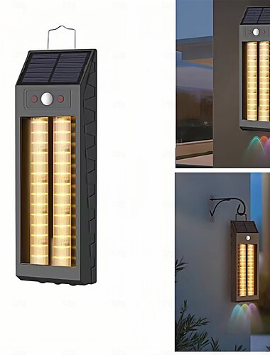  Solar-Wandleuchten für den Außenbereich, Bewegungsmelder, Solar-Haustürlicht, 2 Modi mit RGB-Scheinwerfer, LED-Pfostenleuchten, Zaun, Veranda, Sicherheit, 1 Stück