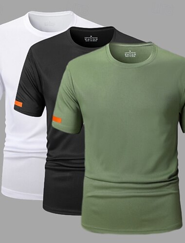  3 stücke herren t shirt kurzarm kurzen ärmeln rundhals sommer einfarbig &Outdoor, lässig, schnelltrocknend, Basic, schlicht, lässig, Fitness, lässig, für den Alltag, T-Shirt