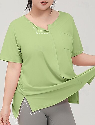  Damen Sport-T-Shirts Atmungsaktiv Locker Kurzarm Sport Einfarbig Oberteil Für Fitnessstudio sportlich Pilates Sportkleidung