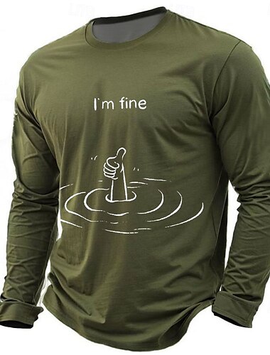  Herren Lustiger Slang T Shirt Langarm T-Shirt 3D-Druck Rundhalsausschnitt Hemd Mode Täglich Basic Straße Lässig Täglich Schwarz Rote Blau Sommer Frühling Ganzjahres Bekleidung S M L XL XXL XXXL