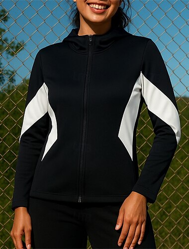  Mujer Chaqueta para correr Chaqueta para exteriores Full Zip Manga Larga Abrigos Deportivo Protección Solar Secado rápido Ligero Transpirable Tenis Golf Corriendo Ropa de deporte Ropa de Deporte